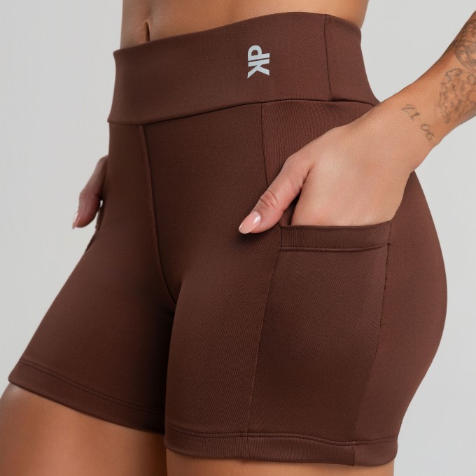 Short com Bolsos Laterais Balance Café