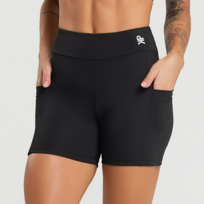 Short com Bolsos Laterais Balance Preto