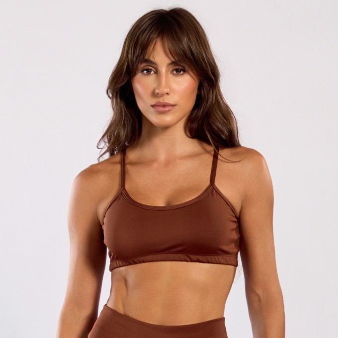 Top Basic Liso Poliéster Café