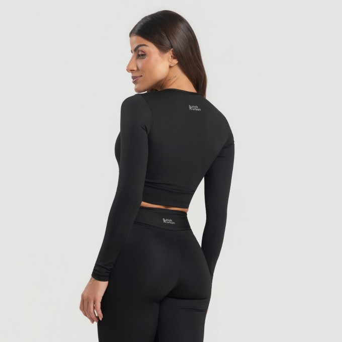 Cropped Manga Longa Balance Preto
