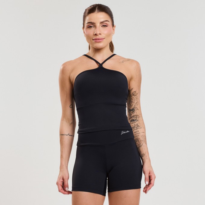 Conjunto Regata Cruzada + Short Cós Alto Bloom Preto